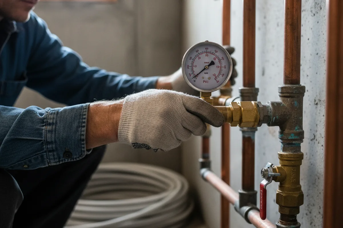 Pressure testing a repaired line during Water Line Repair in Beacon